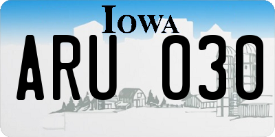 IA license plate ARU030