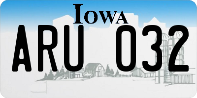 IA license plate ARU032