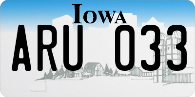 IA license plate ARU033