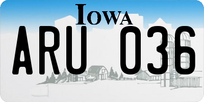 IA license plate ARU036