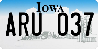 IA license plate ARU037