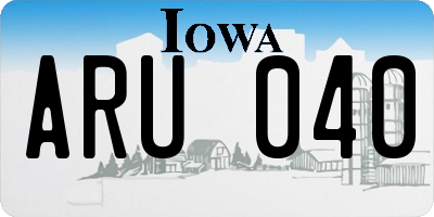 IA license plate ARU040