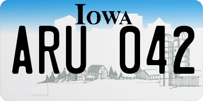 IA license plate ARU042
