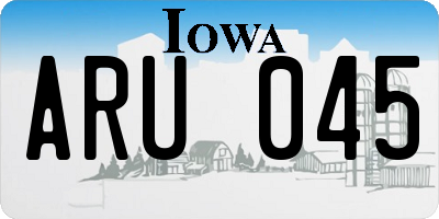 IA license plate ARU045
