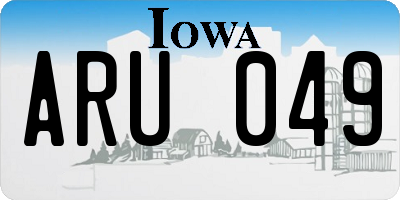 IA license plate ARU049