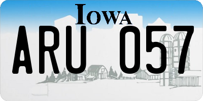IA license plate ARU057