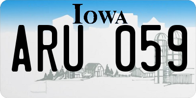 IA license plate ARU059