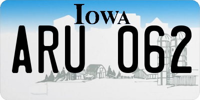 IA license plate ARU062