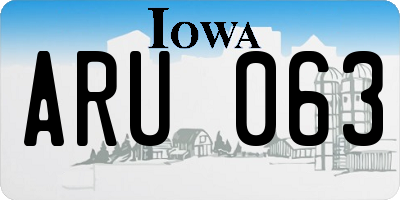 IA license plate ARU063
