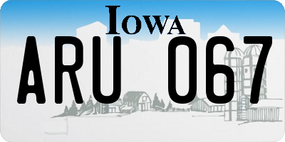 IA license plate ARU067