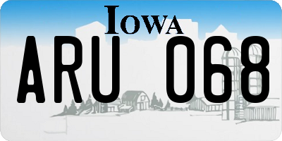 IA license plate ARU068
