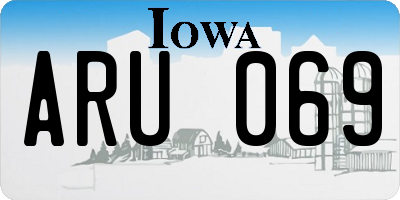 IA license plate ARU069