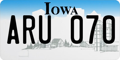 IA license plate ARU070