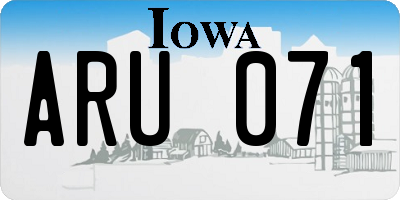 IA license plate ARU071
