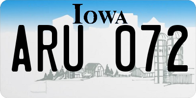 IA license plate ARU072