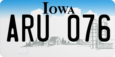 IA license plate ARU076