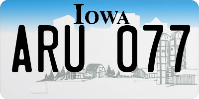 IA license plate ARU077
