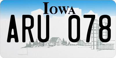 IA license plate ARU078