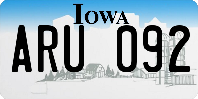 IA license plate ARU092