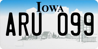 IA license plate ARU099