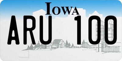IA license plate ARU100