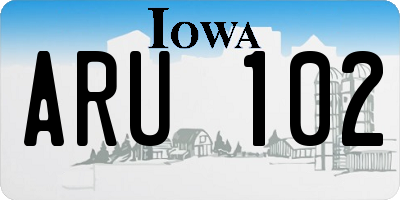 IA license plate ARU102