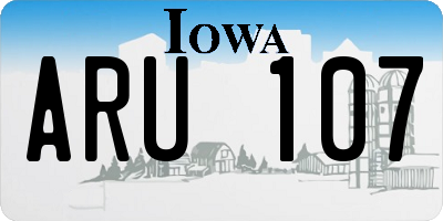 IA license plate ARU107
