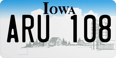 IA license plate ARU108