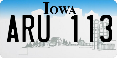 IA license plate ARU113