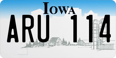 IA license plate ARU114