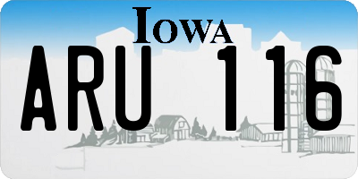 IA license plate ARU116