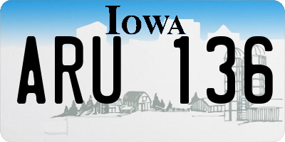 IA license plate ARU136