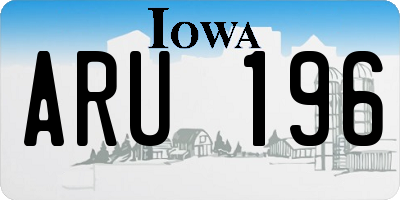 IA license plate ARU196