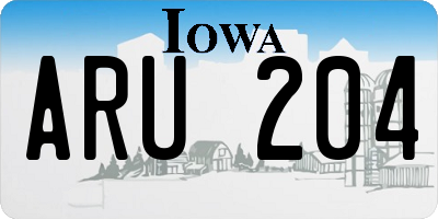 IA license plate ARU204