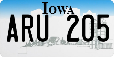 IA license plate ARU205