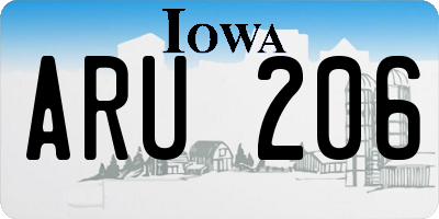 IA license plate ARU206