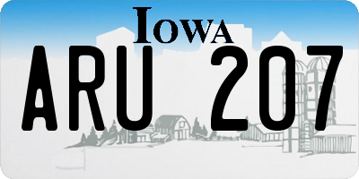 IA license plate ARU207