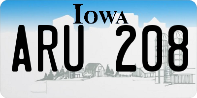 IA license plate ARU208