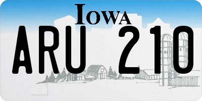 IA license plate ARU210