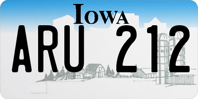 IA license plate ARU212