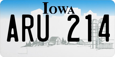 IA license plate ARU214