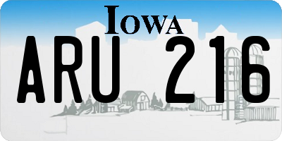 IA license plate ARU216