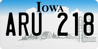 IA license plate ARU218
