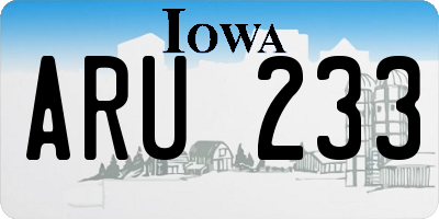 IA license plate ARU233