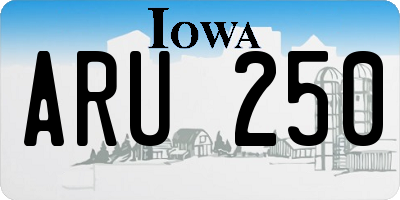 IA license plate ARU250