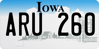 IA license plate ARU260
