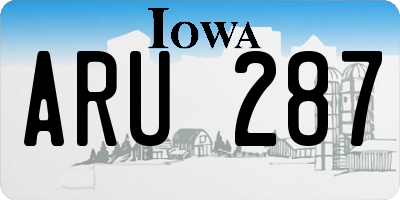 IA license plate ARU287
