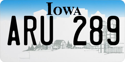 IA license plate ARU289