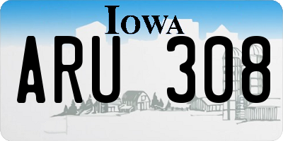 IA license plate ARU308