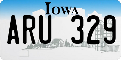 IA license plate ARU329